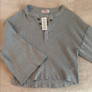 Urban Outfitters Blue Ribbed Crew Neck Sweater